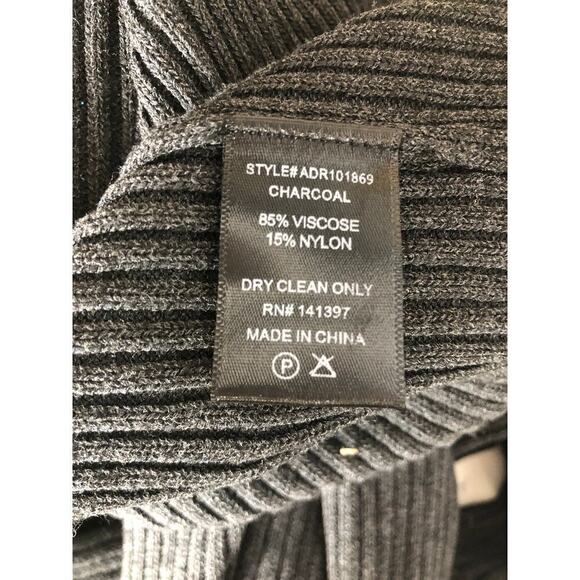 ASTR Sweater Dress Ribbed Cold Shoulder Long Sleeve Midi Charcoal Black Small - Picture 7 of 9